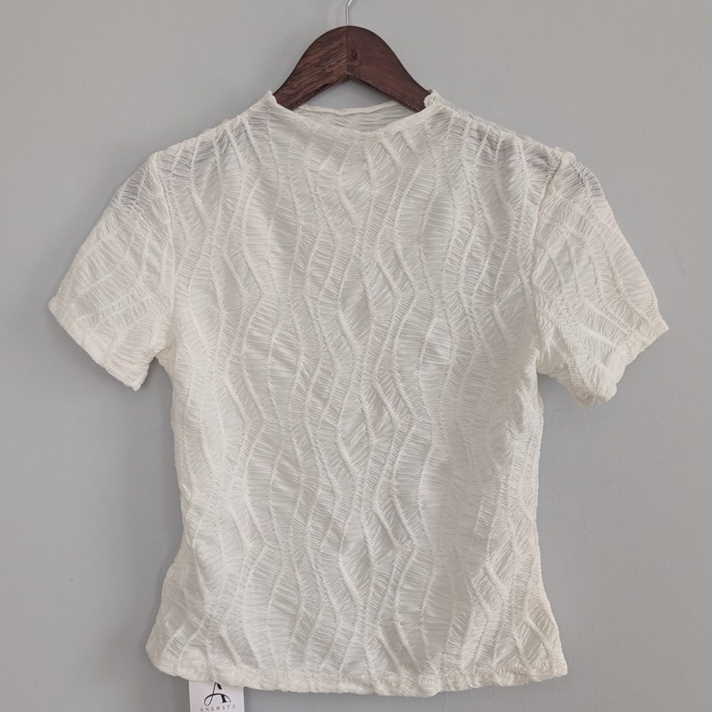 NEW Anewsta White Cream Mockneck Sweater Top Small